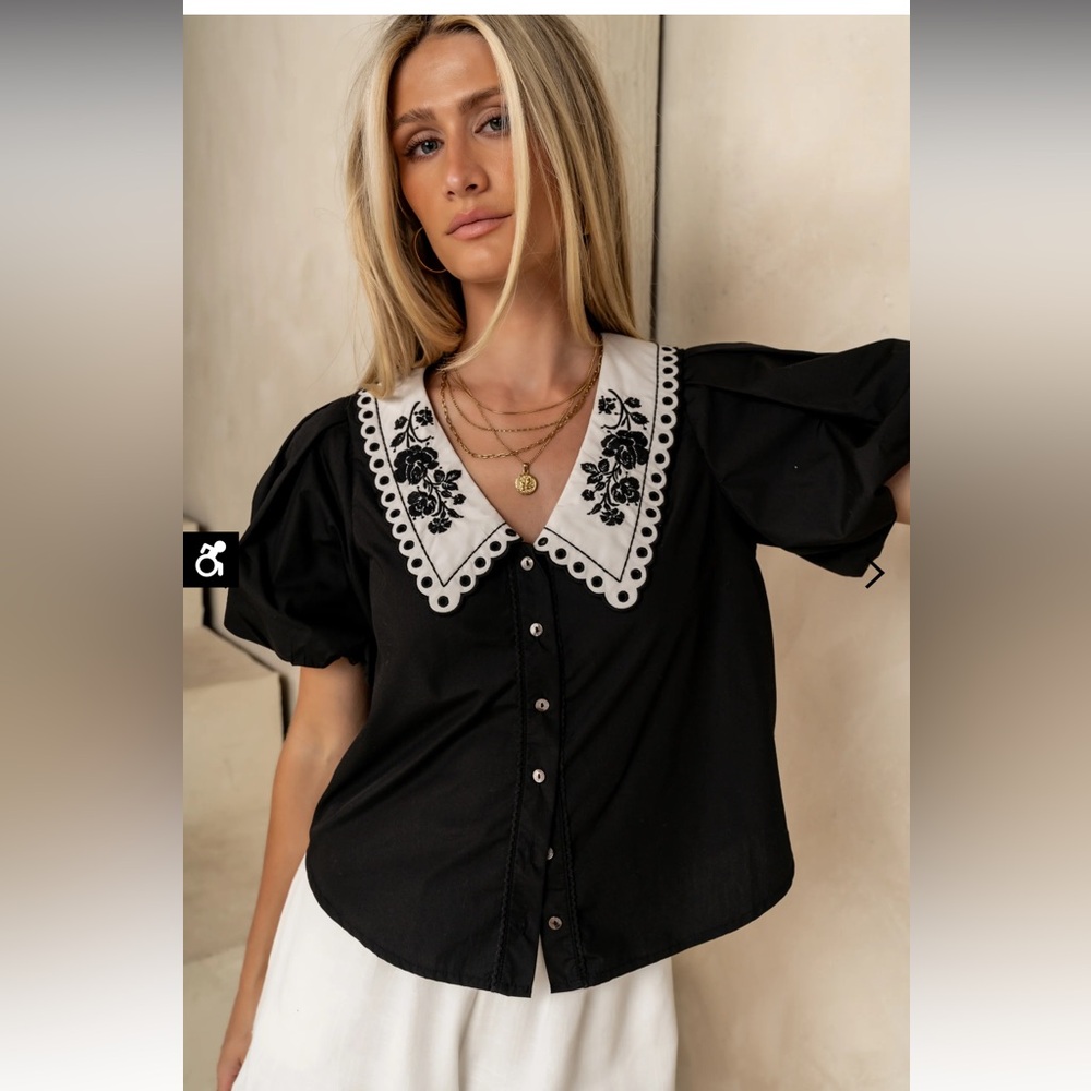 Bohme Black and White Embroidered Blouse
